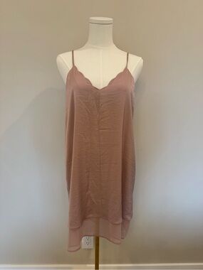 Melrose and Market Blush-Tone Scallop Neck Slip Dress